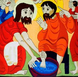 tapistries of Bose - Feet washing, detail