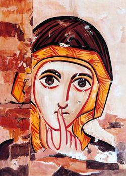 íconos de Bose – Mujer del silencio – inspirado en un fresco de la catedral de Faras, Egipto - estilo copta