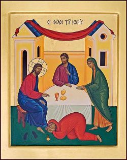 Icona dipinta a mano in stile bizantino, cm 32x40