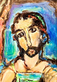 rosto de Cristo, óleo sobre tela - cópia do original de G. Rouault ...seguir Cristo no seu despojamento...